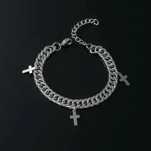 Men Cross Charm Bracelet - Picture 2 of 4